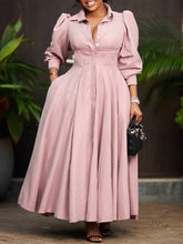 Elegant Long Sleeve Swing Slim Shirt Dress